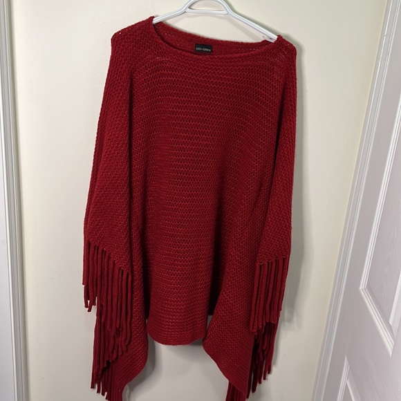 Coco + Carmen Knit Tassel Fringe Cropped Poncho Size OS - Picture 5 of 11